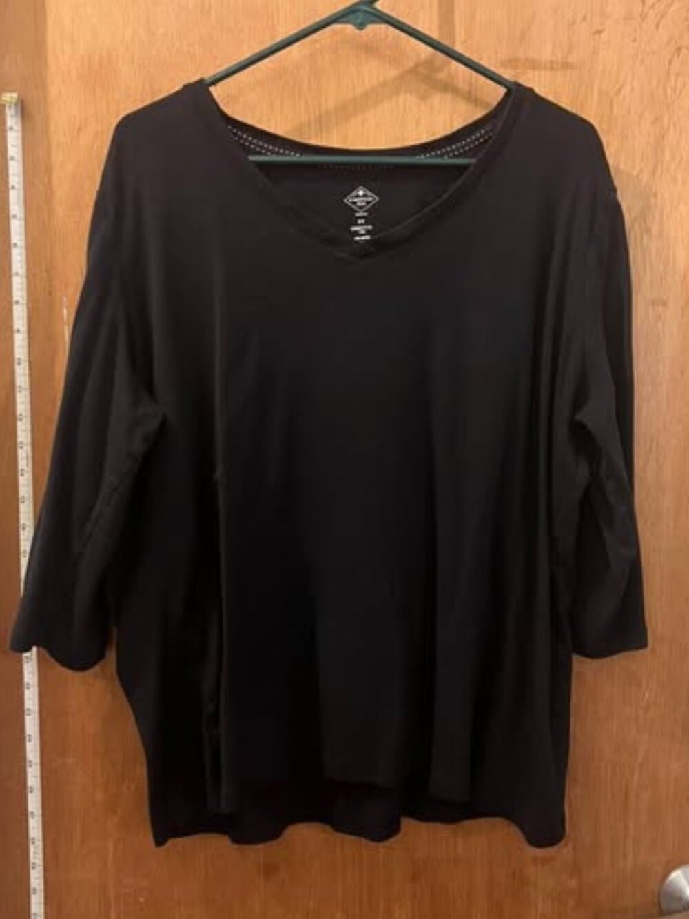 Size 2X - St. John's Bay - Black Essential Tee Knit 3/4 Pullover